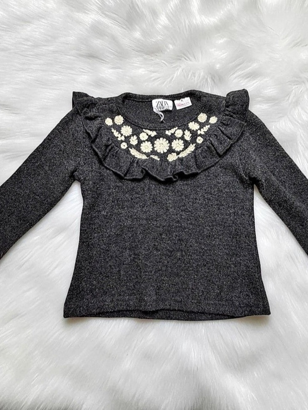 Zara Floral Long Sleeve Top in Gray Size 18